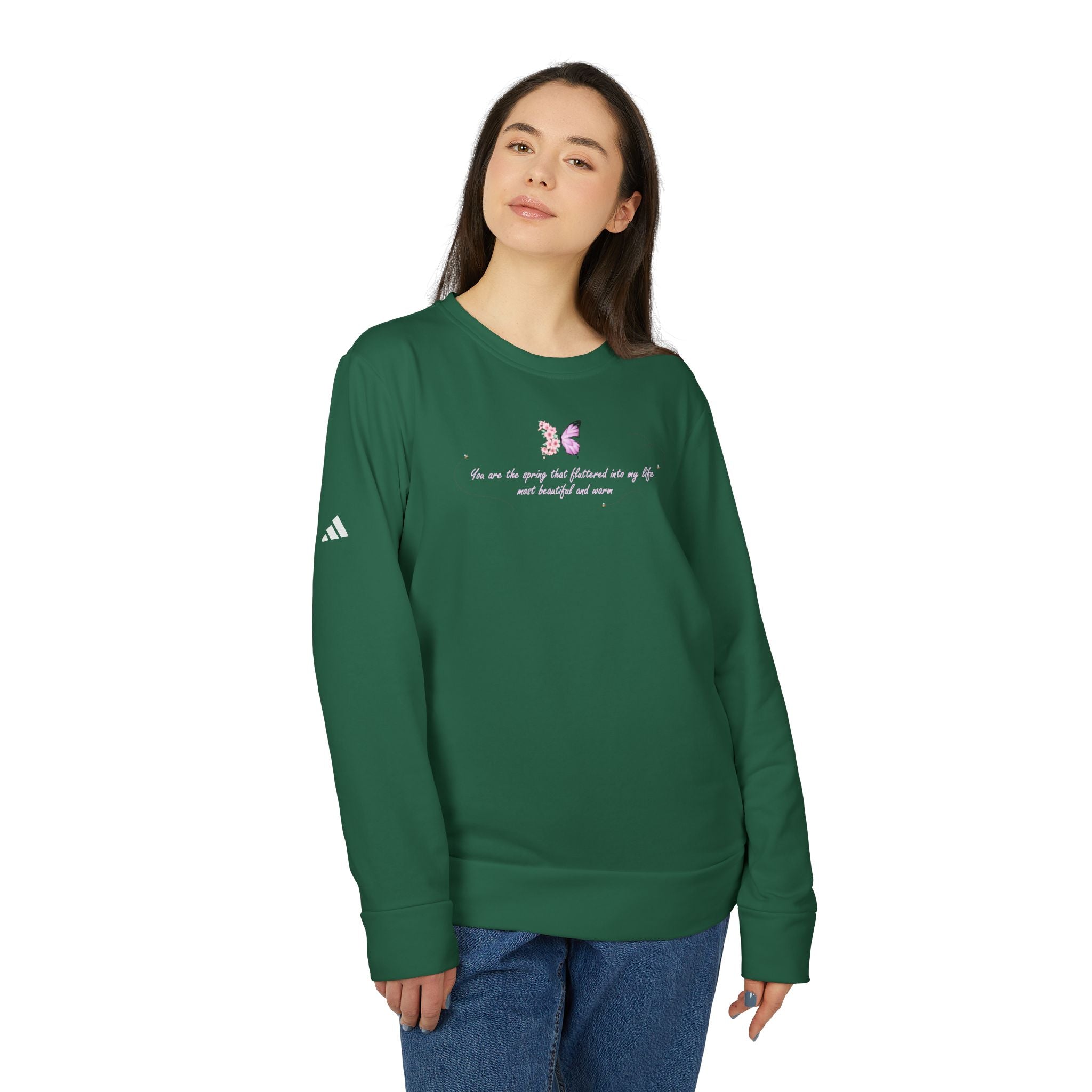 Unisex Navy Blue Floral Butterfly Spring Quote BCI Cotton Adidas Sweatshirt