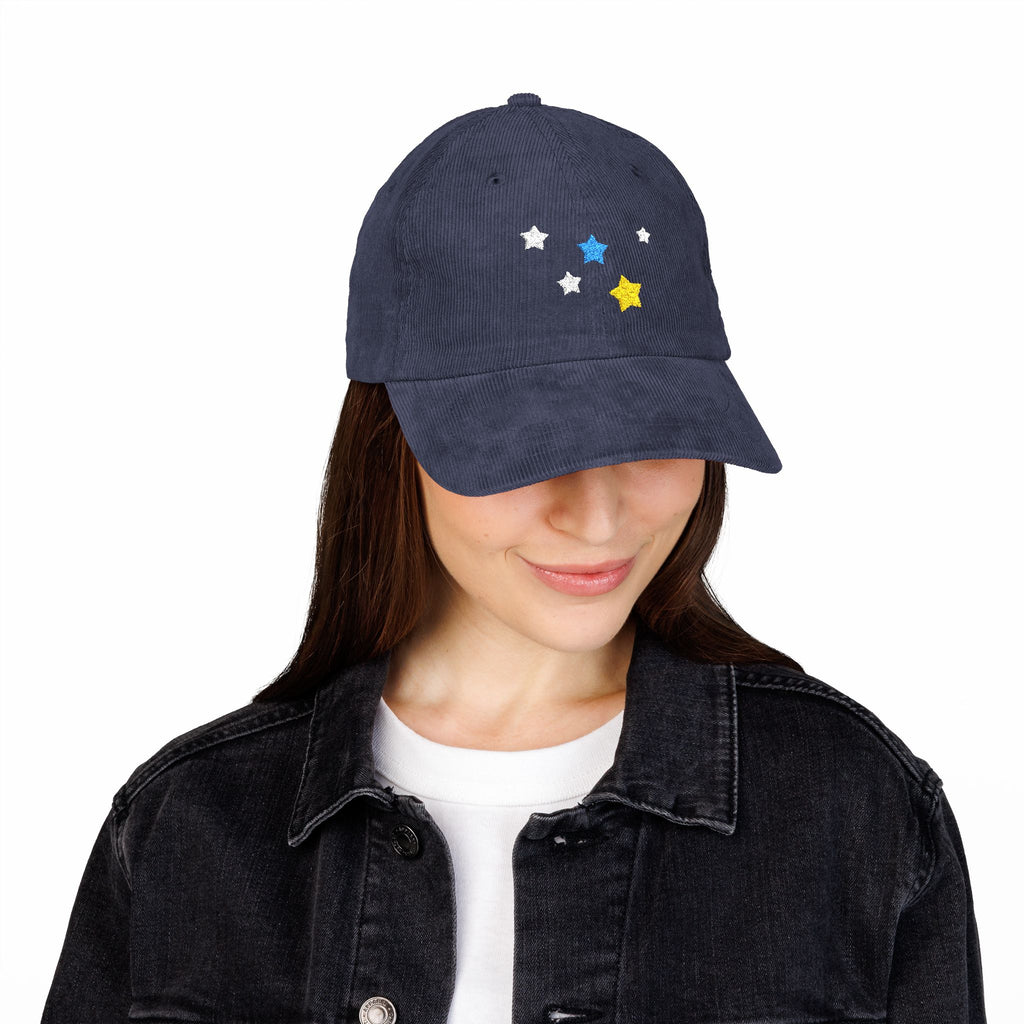Unisex Cassiopeia Star Embroidered Cotton Corduroy Cap