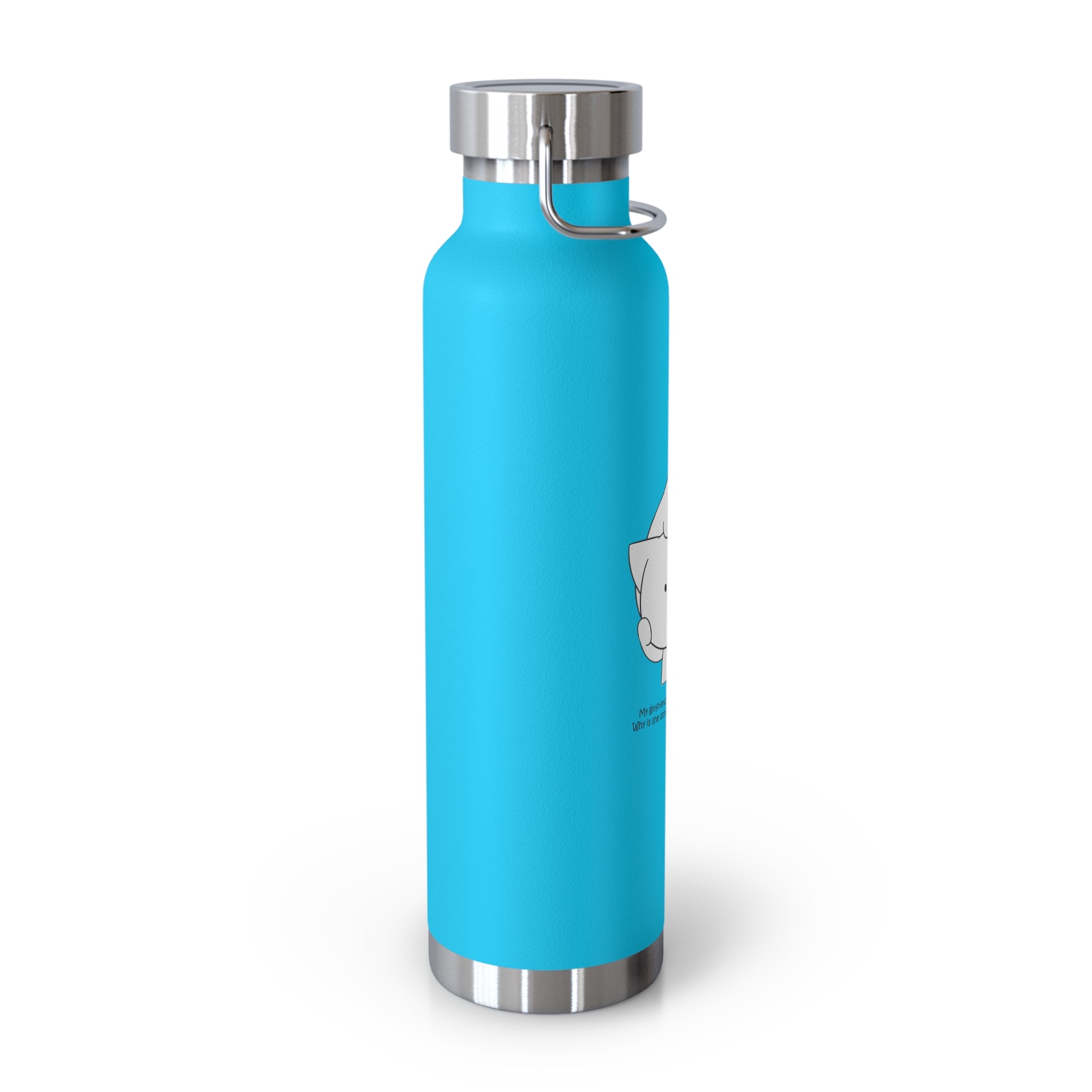 Navy Blue Cute Biting Cats Quote 22oz Copper Vacuum Insulated Bottle