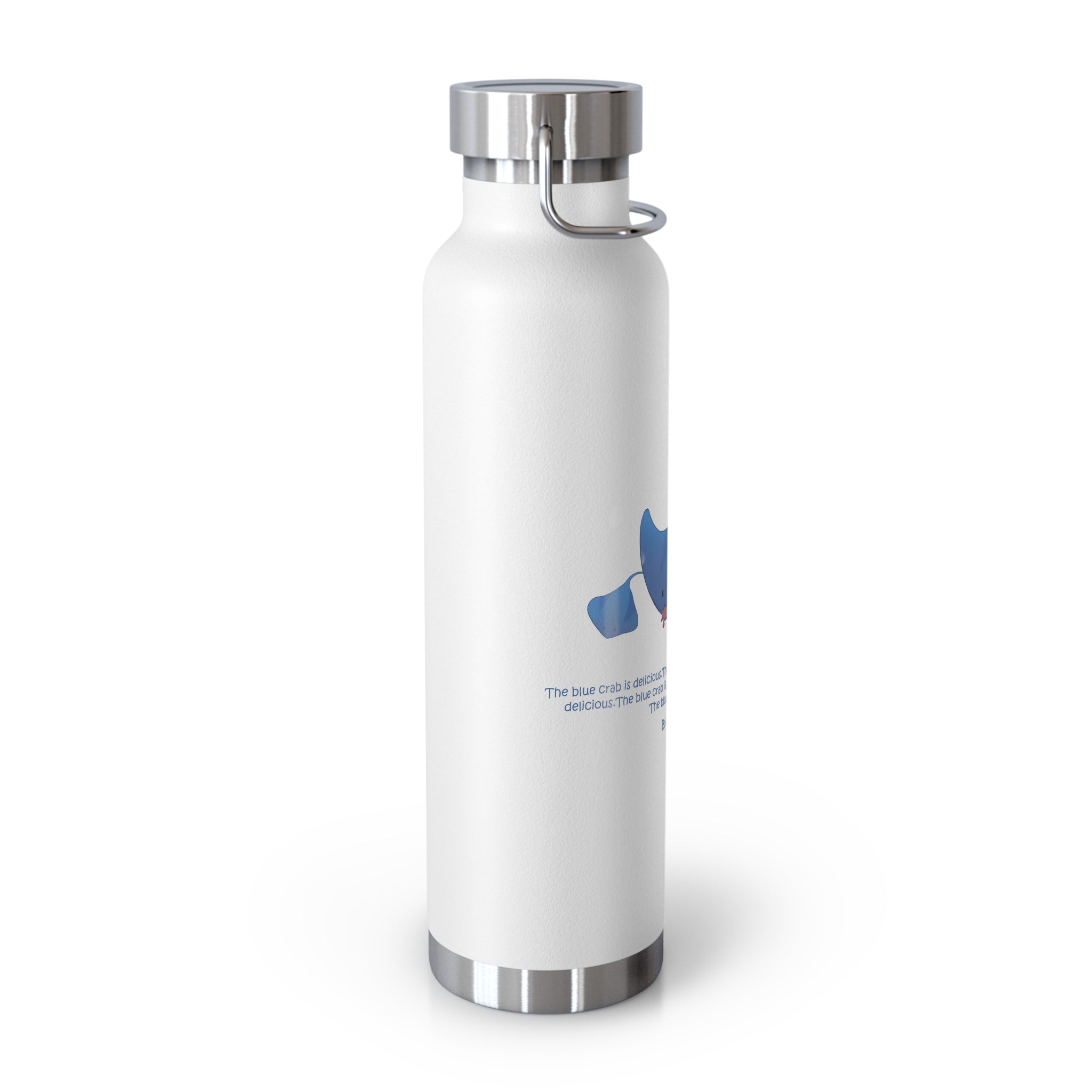 Cyan Blue Cute Stingray Eating Crab Quote 22oz Copper Vacuum Insulated Bottle