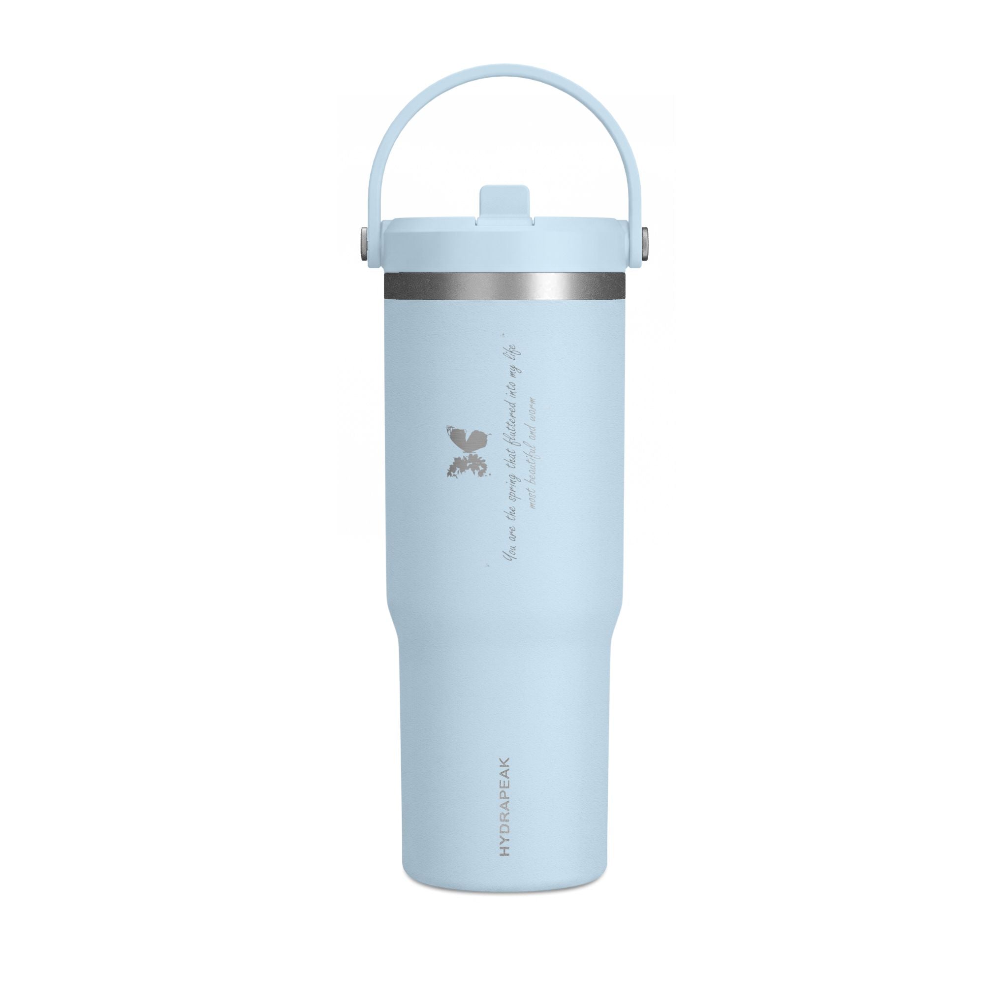 Navy Blue Romantic Floral Butterfly Quote 32oz Stainless Steel Nomad Tumbler