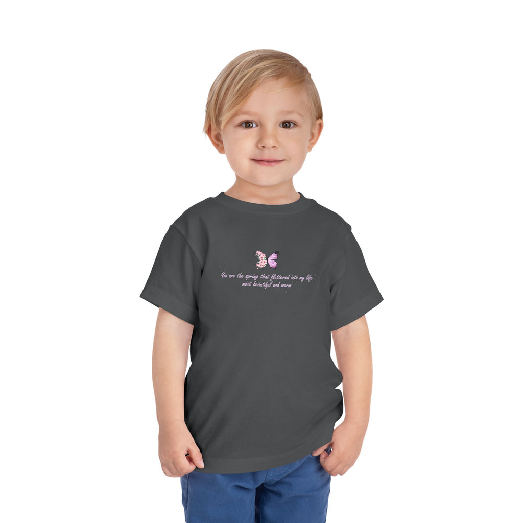 Toddler Yellow Floral Butterfly Spring Quote 100% Cotton Short Sleeve Tee