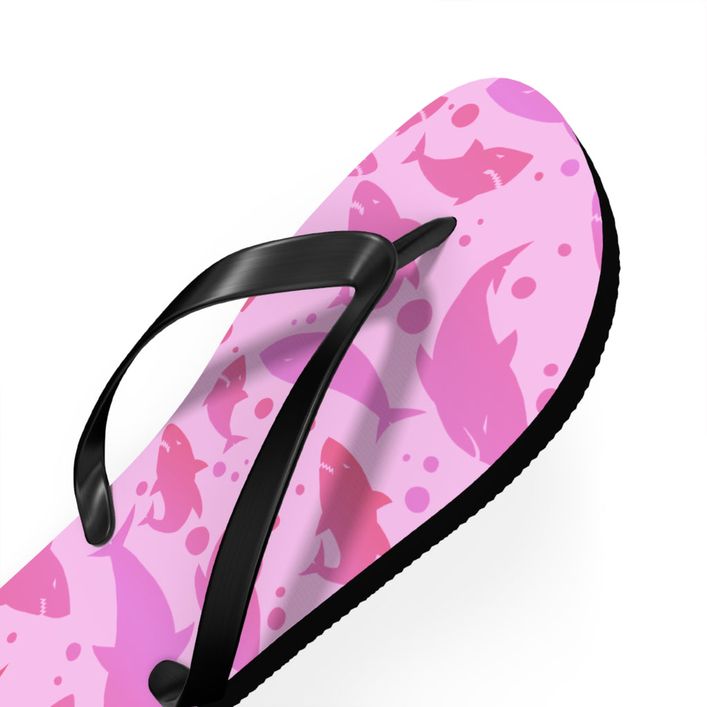 Unisex Pink Shark Silhouette Pattern EVA Polyester Flip Flops