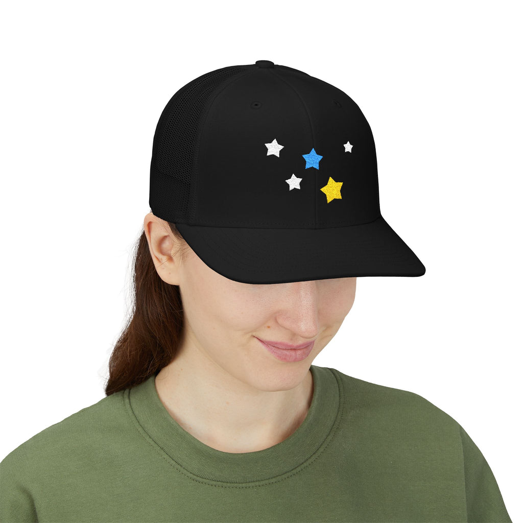 Unisex Cassiopeia Star Embroidered Cotton-Polyester Snapback Trucker Cap
