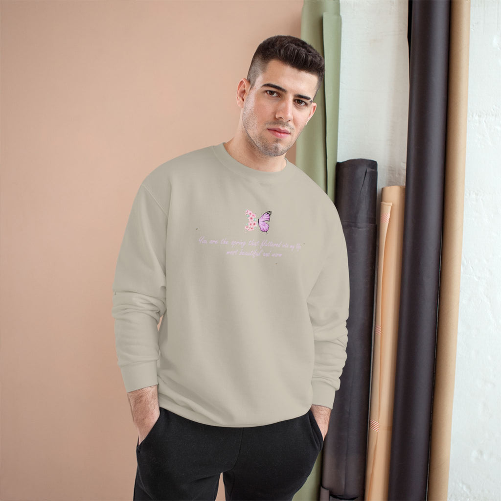 Unisex White Floral Butterfly Spring Quote Cotton Blend Champion Sweatshirt