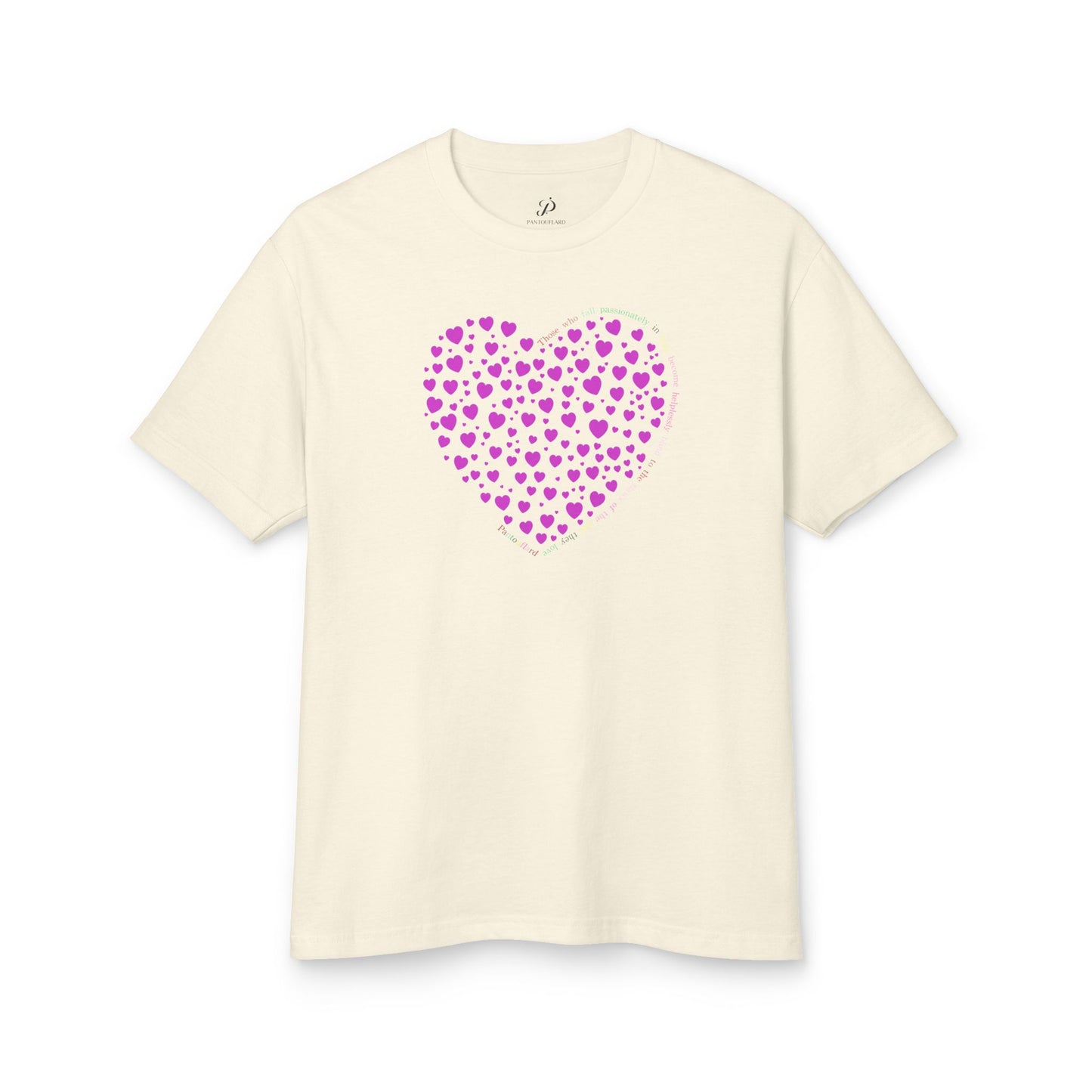 Camiseta unisex de algodón grueso color rosa polvo con corazón