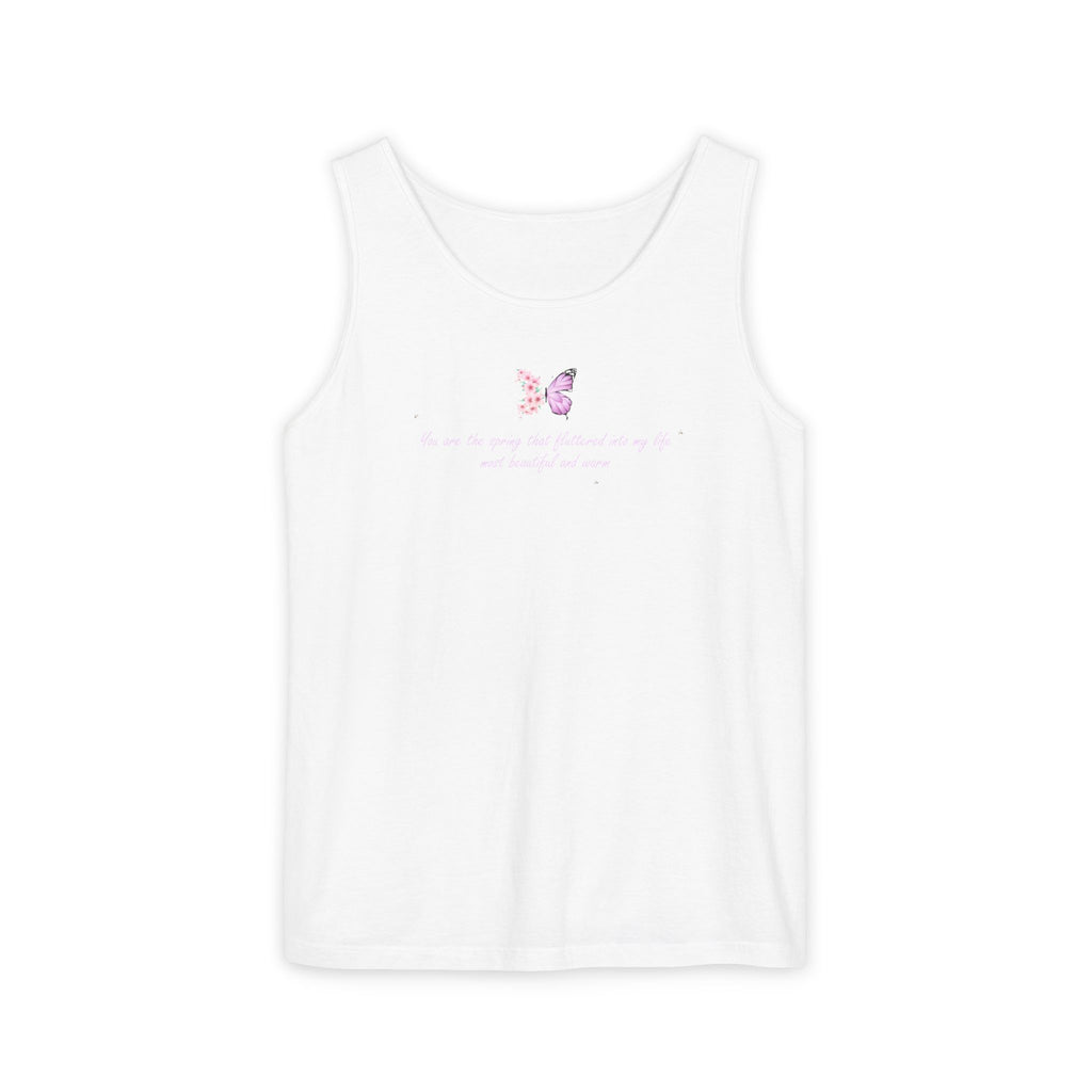 Unisex Navy Blue Floral Butterfly Spring Quote 100% Cotton Tank Top