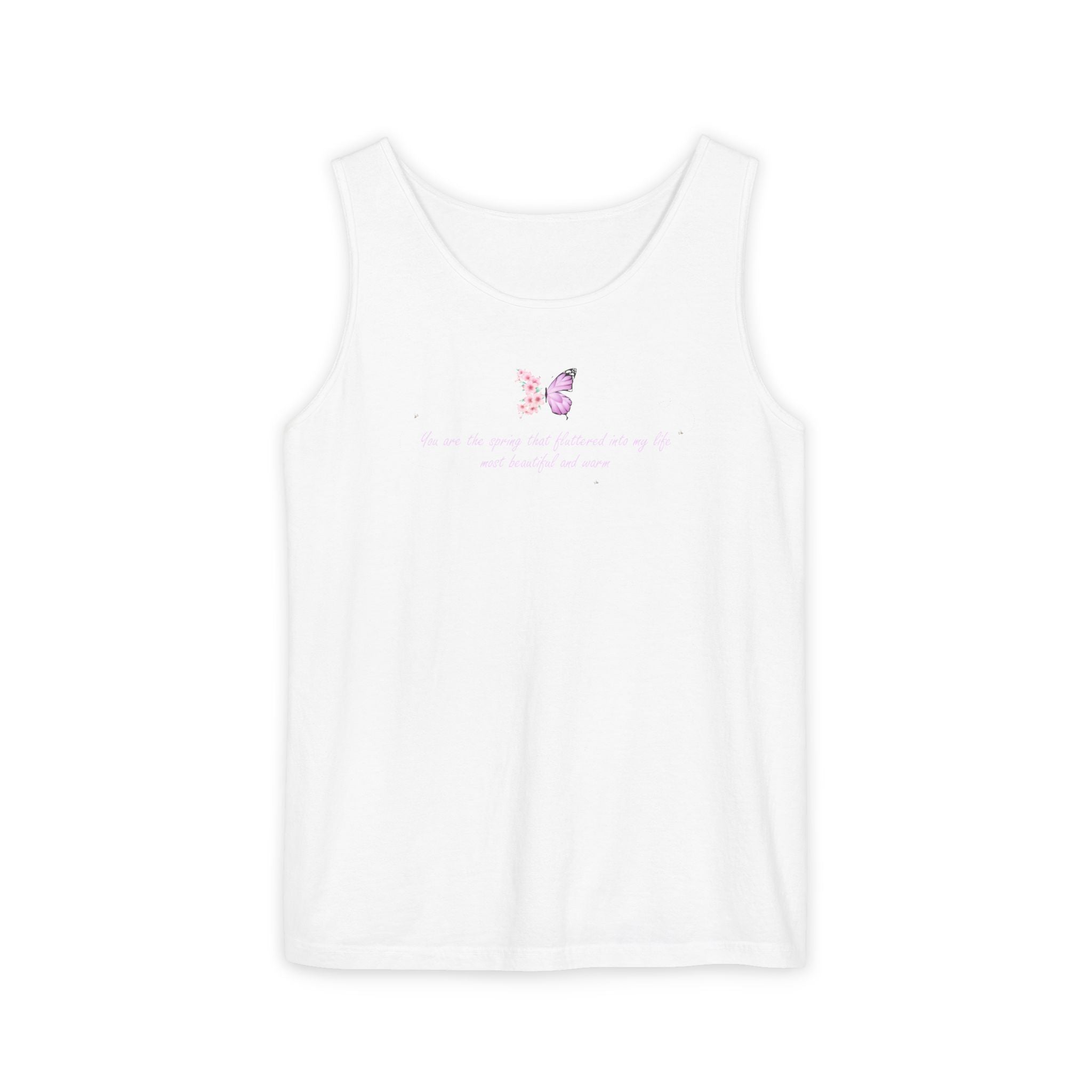 Unisex Navy Blue Floral Butterfly Spring Quote 100% Cotton Tank Top