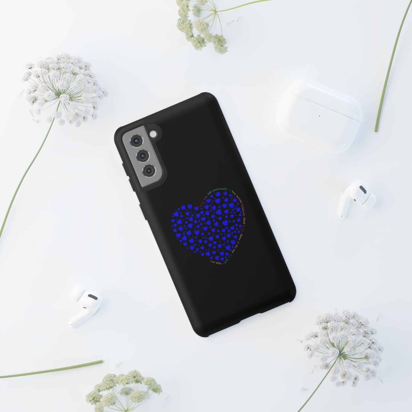 Fundas de corazón azul para teléfonos iPhone, Galaxy, Google Pixel (54 tipos)