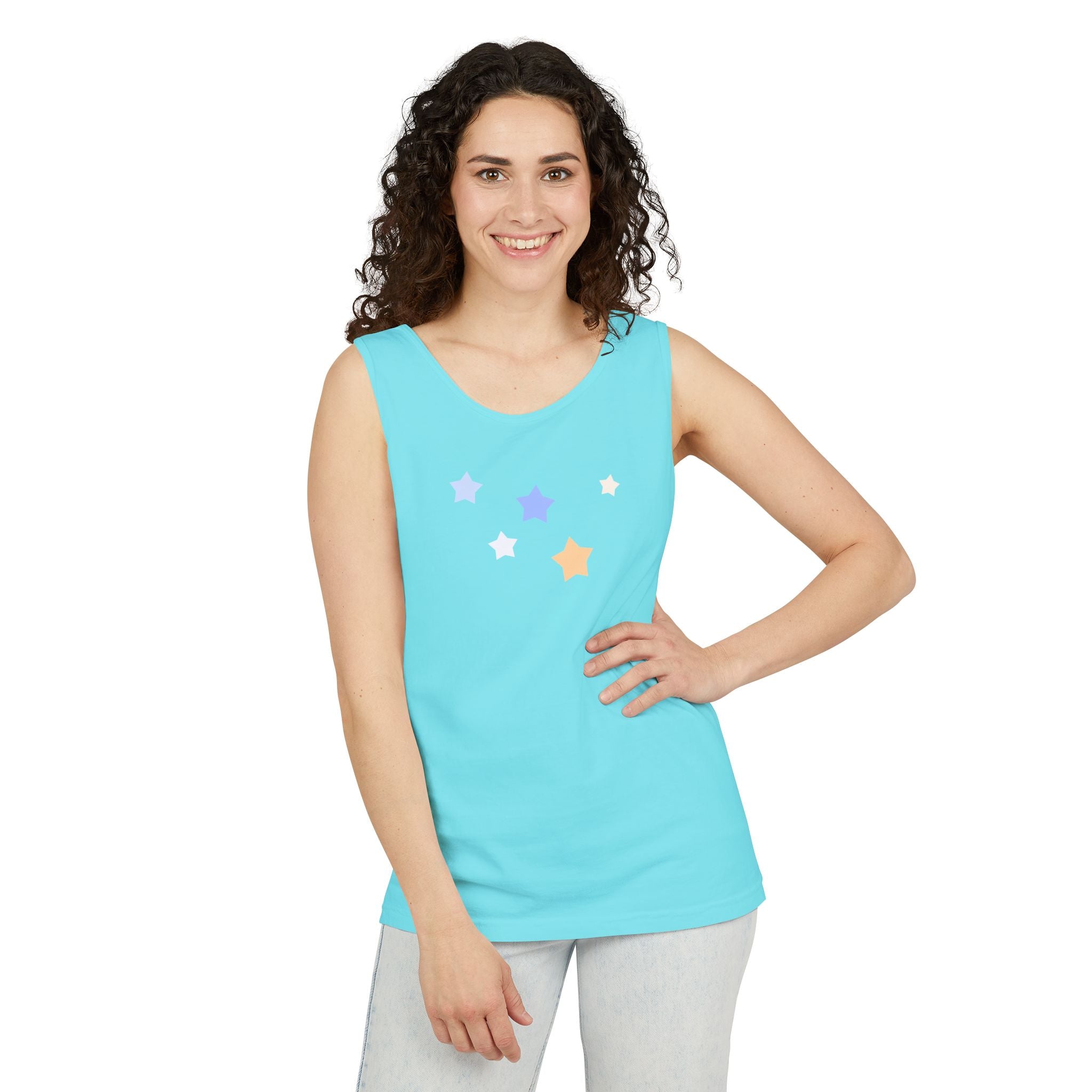 Men's & Women's Cassiopeia Constellation Graphic Garment-Dyed Tank Top - W-Shape Sleeveless Shirt