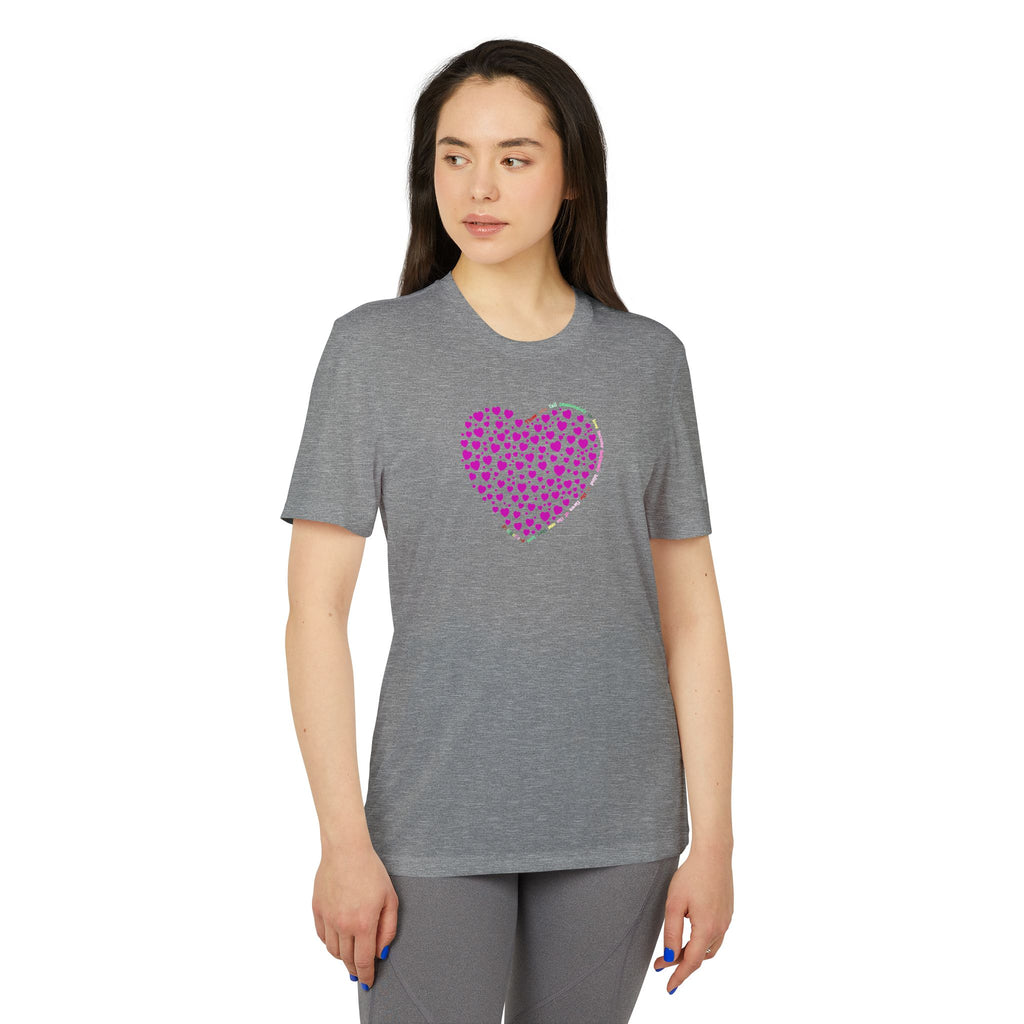 Camiseta Deportiva Unisex Adidas® con Diseño de Corazón Rosa