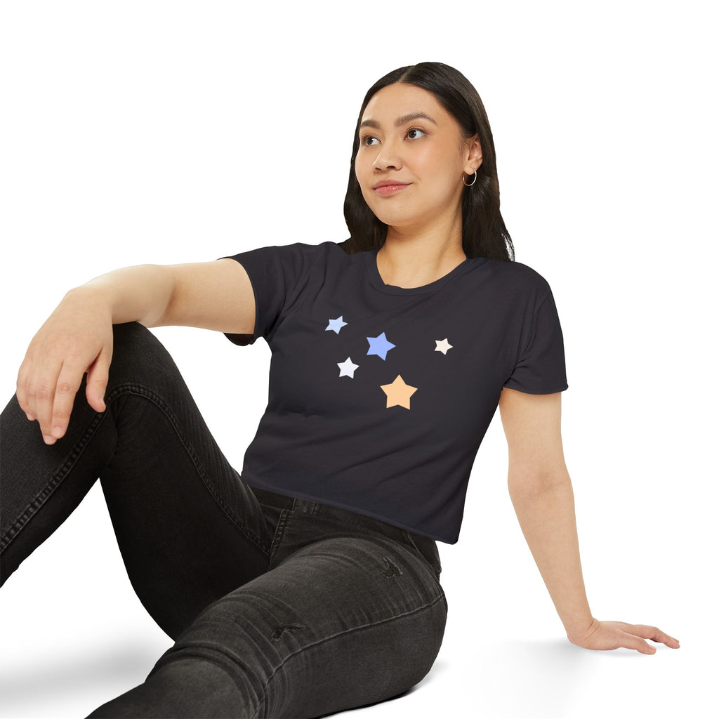 Women's Cassiopeia Constellation Graphic Crop Top - W-Shape Lightweight Festival Shirt