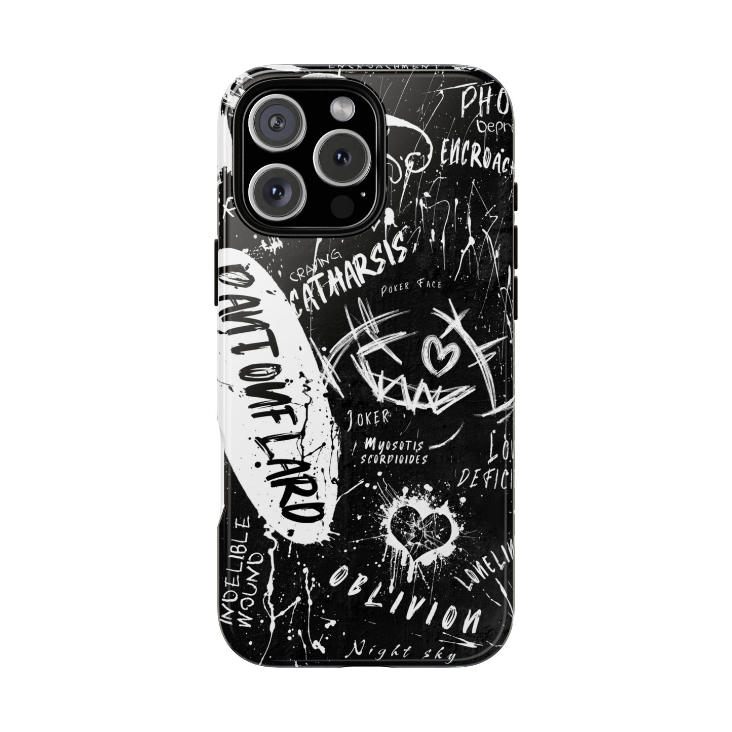 Fundas resistentes: funda atrevida para iPhone, Galaxy, Google Pixel, diseño de grafiti negro, estética urbana, regalo para amantes del arte, accesorios de teléfono modernos, estilo callejero