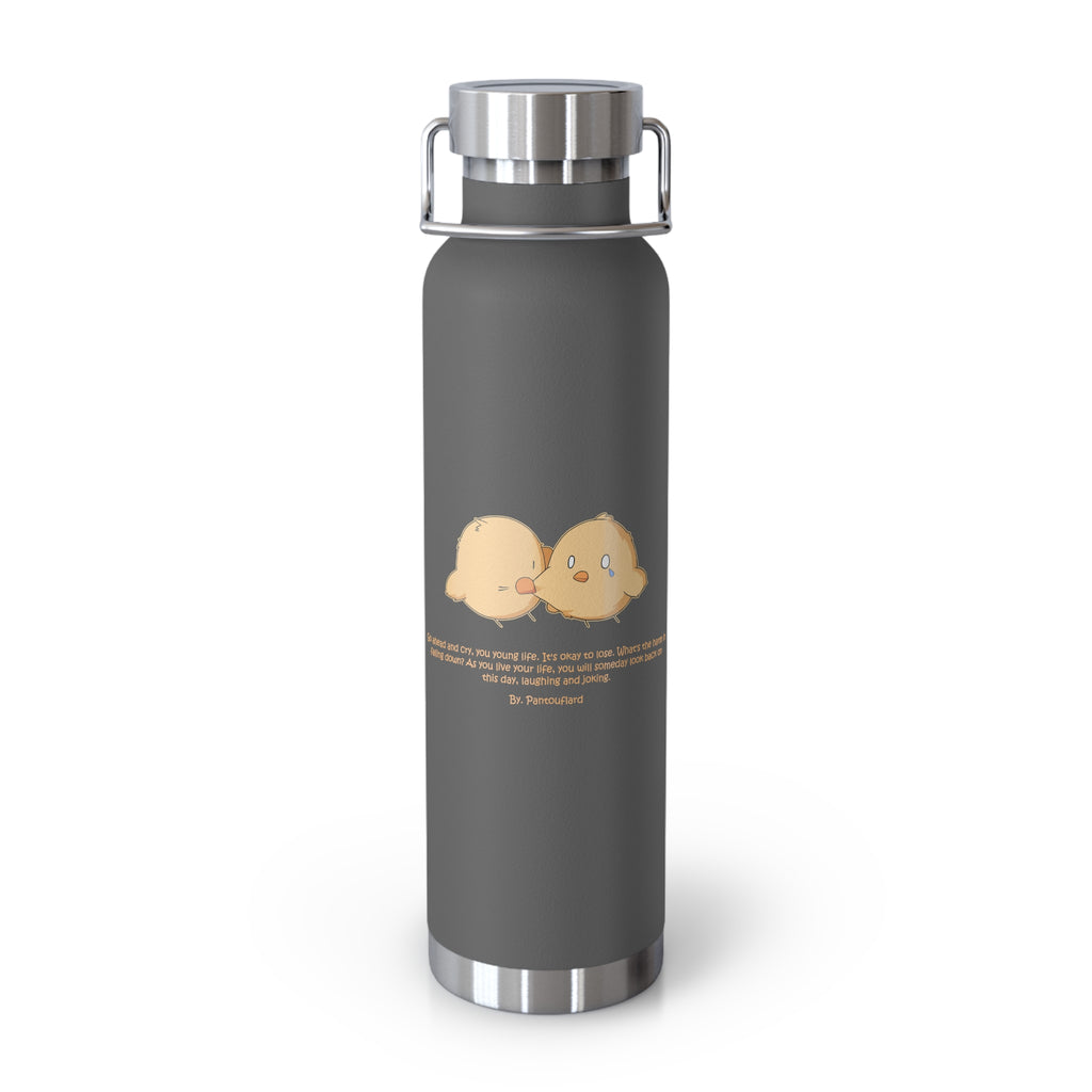 Navy Blue Cute Biting Chicks Quote 22oz Copper Vacuum Insulated Bottle