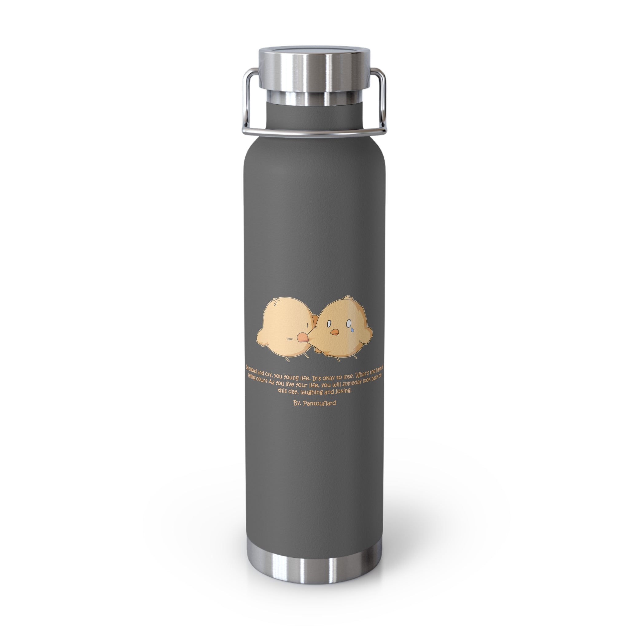 Navy Blue Cute Biting Chicks Quote 22oz Copper Vacuum Insulated Bottle