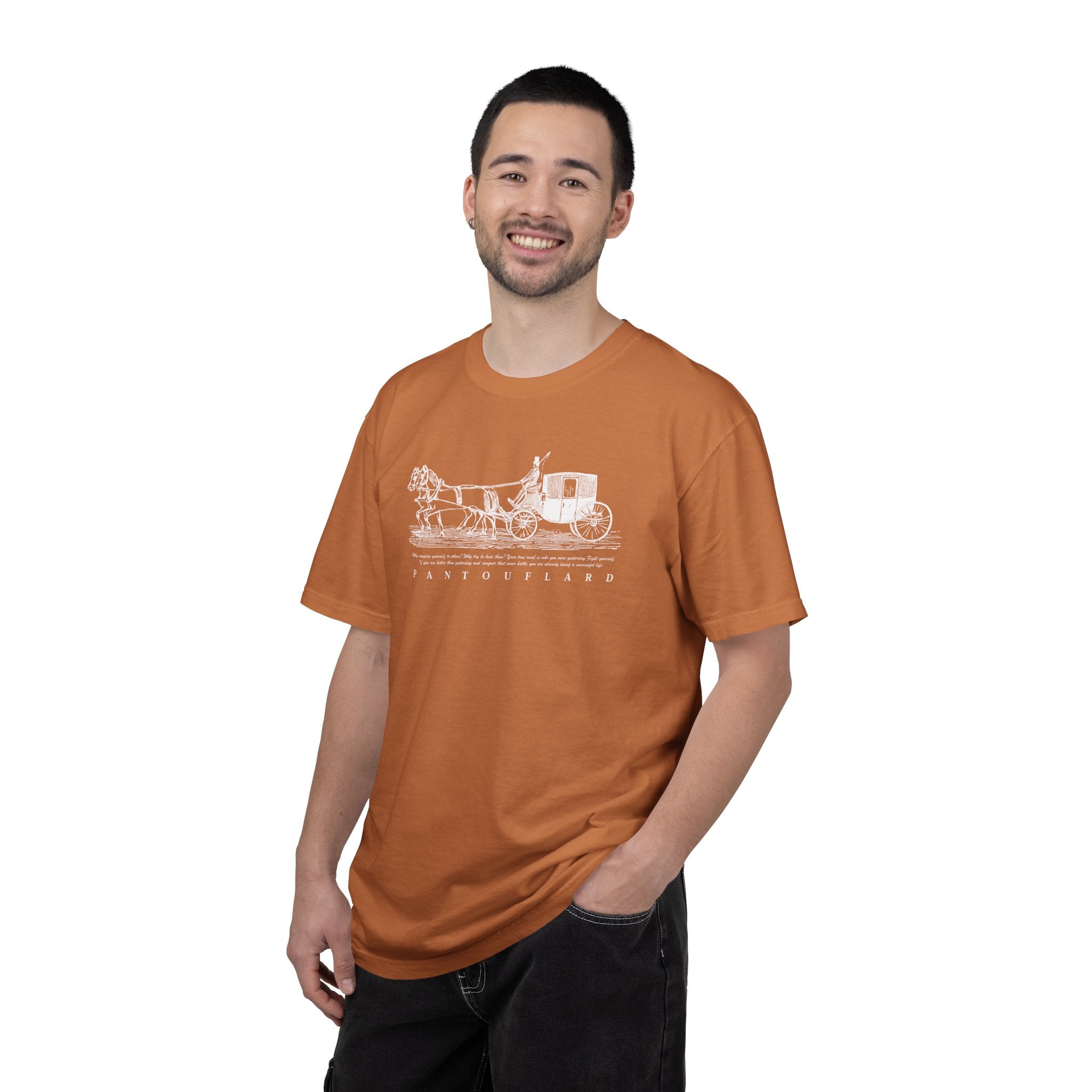 Unisex Burnt Orange Hanes Vintage Carriage Graphic 100% Cotton T-Shirt