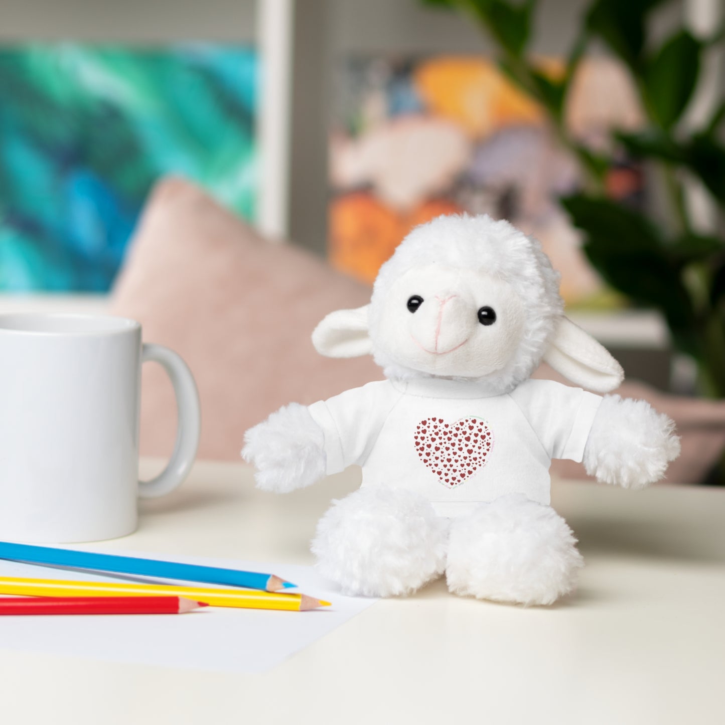 Personalized Stuffed Animal with Red Heart T-Shirt