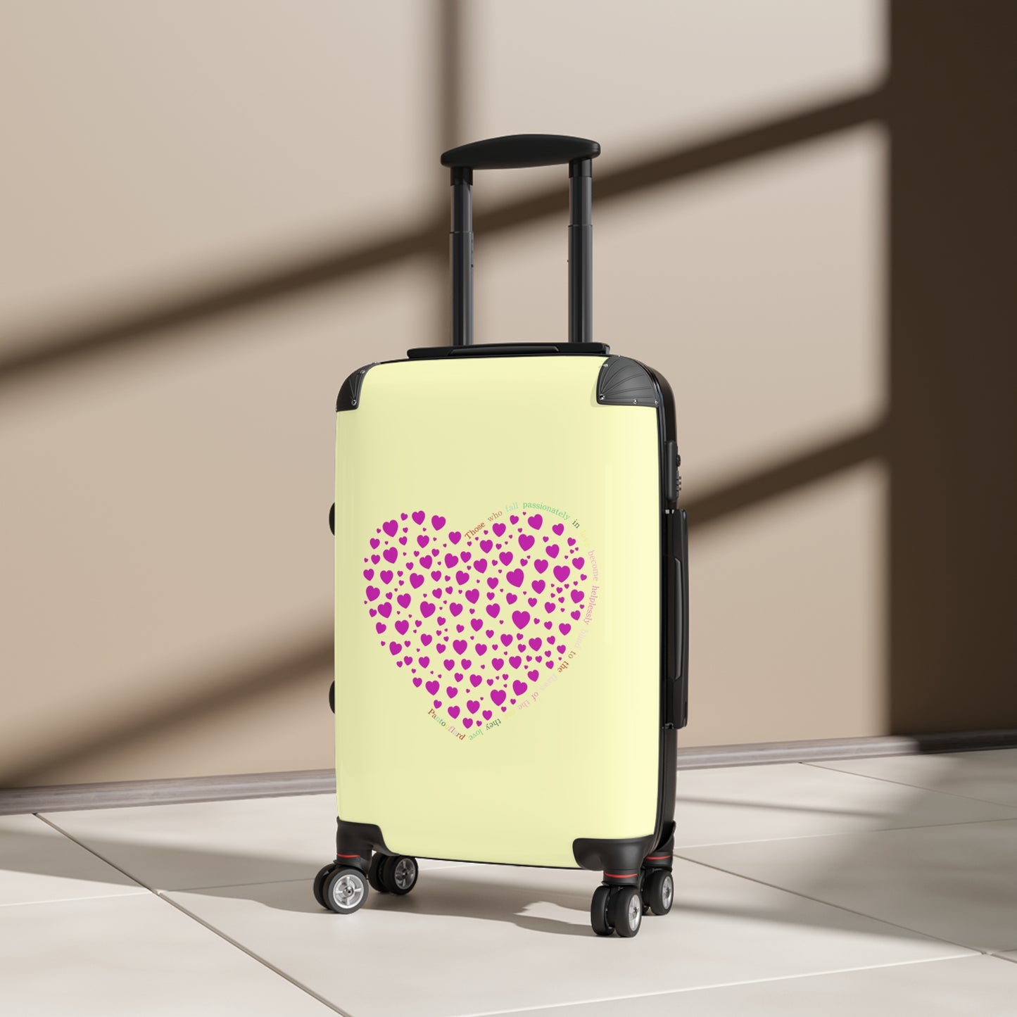 Pink Heart Design Suitcase, Travel Luggage
