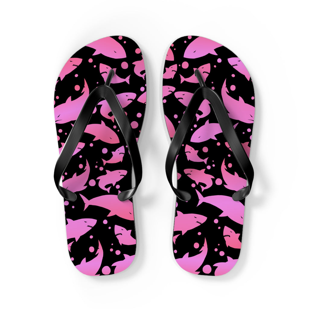Men's/Women's Pink Shark Flip Flops - Graphic Thong Sandals