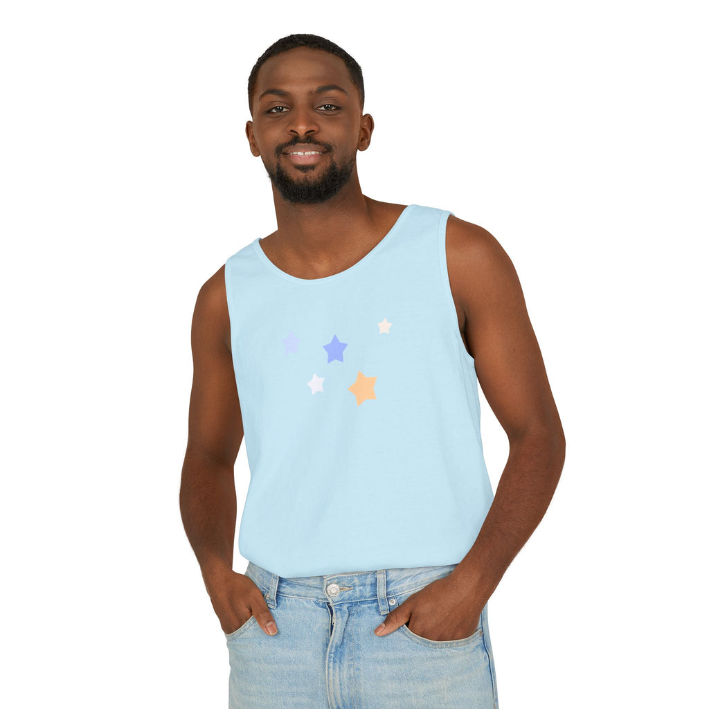 Men's & Women's Cassiopeia Constellation Graphic Garment-Dyed Tank Top - W-Shape Sleeveless Shirt