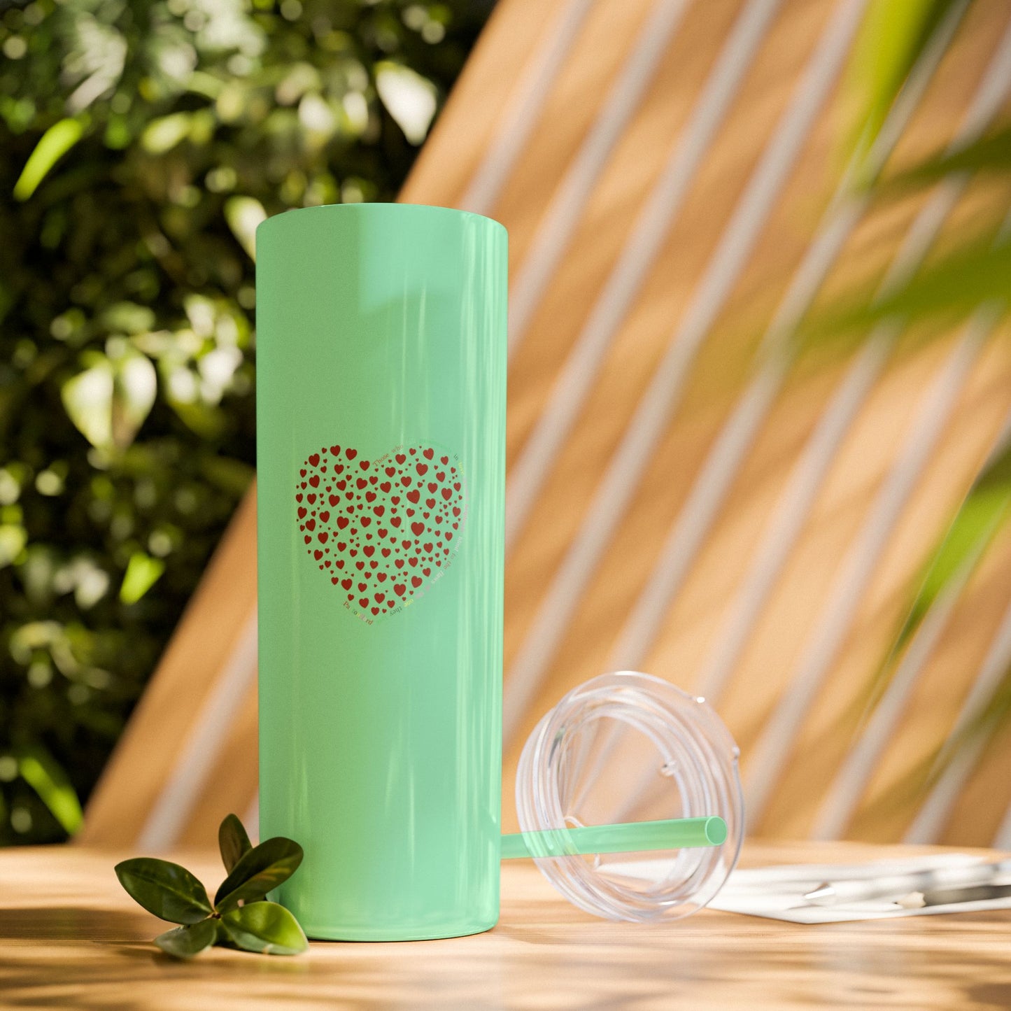 Red Heart Dot Skinny Tumbler | 20oz Reusable Travel Mug, Eco-Friendly Drinkware