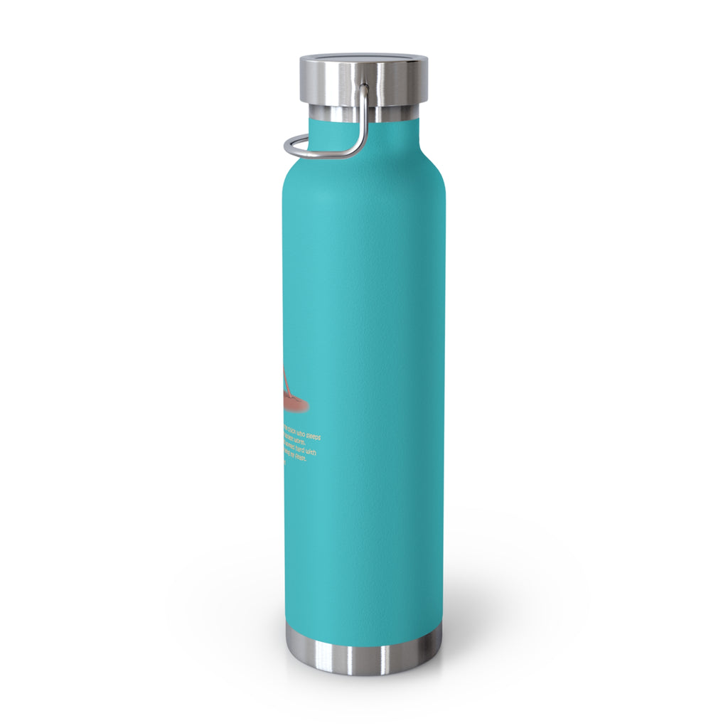 Navy Blue Cute Chick Pulling Worm Quote 22oz Copper Vacuum Insulated Bottle