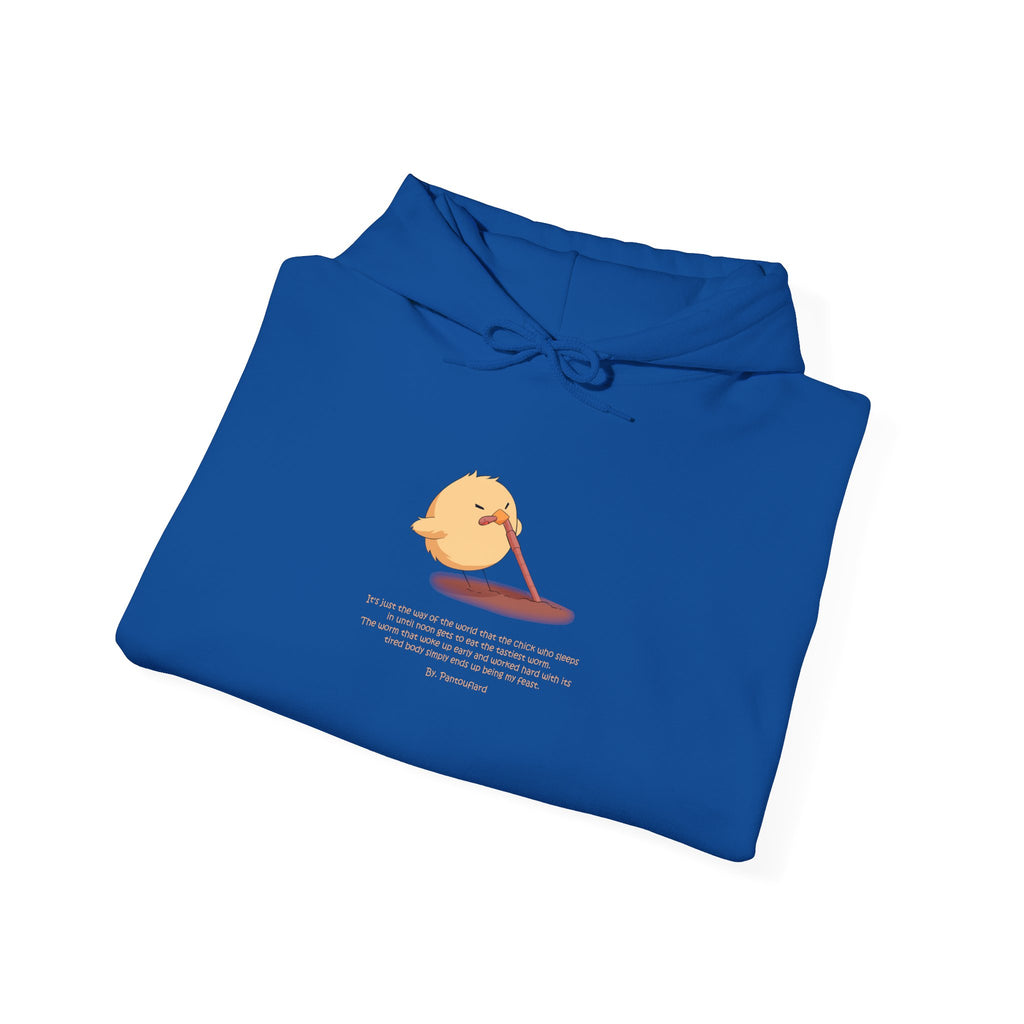 Kitsch Kawaii Chick & Worm Graphic Hoodie - The Quiet Victory (Aesthetic Streetwear Fleece)