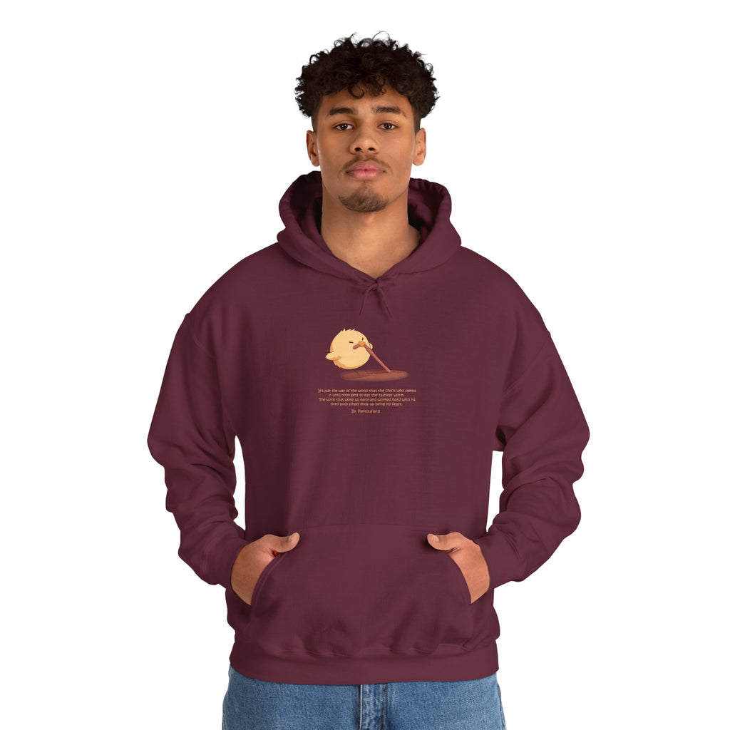 Kitsch Kawaii Chick & Worm Graphic Hoodie - The Quiet Victory (Aesthetic Streetwear Fleece)