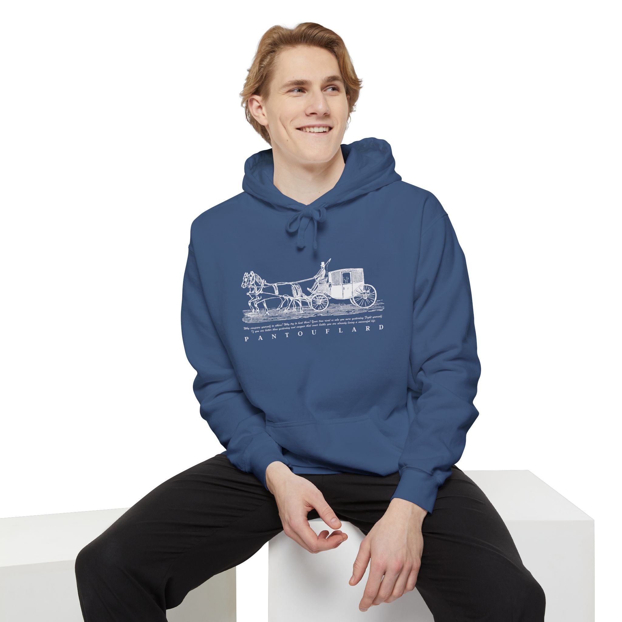 Old Money Equestrian Heritage Hoodie - The Heritage Carriage II (Premium Garment-Dyed Heavyweight Fleece)