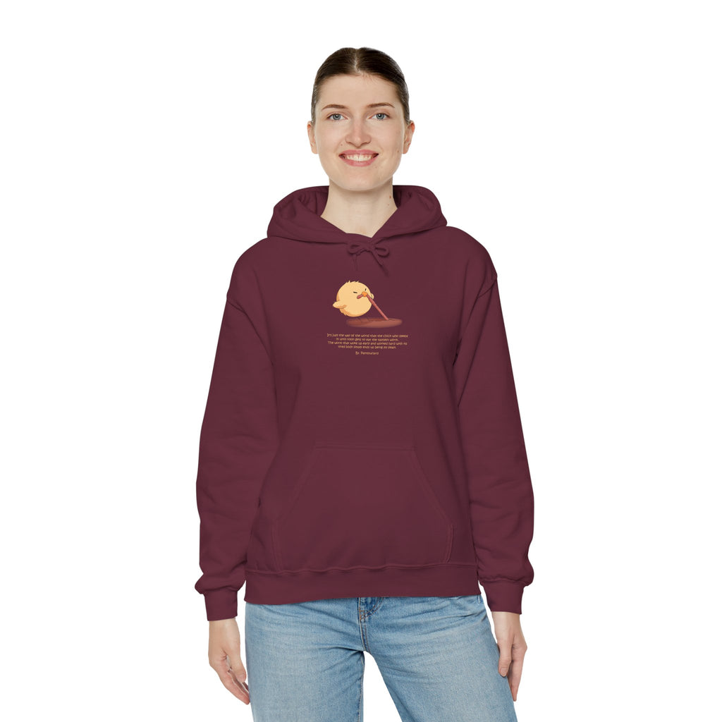 Kitsch Kawaii Chick & Worm Graphic Hoodie - The Quiet Victory (Aesthetic Streetwear Fleece)
