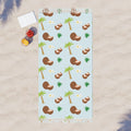 Light Blue Coconut Palm Tree Tropical Pattern 100% Polyester Boho Beach Cloth