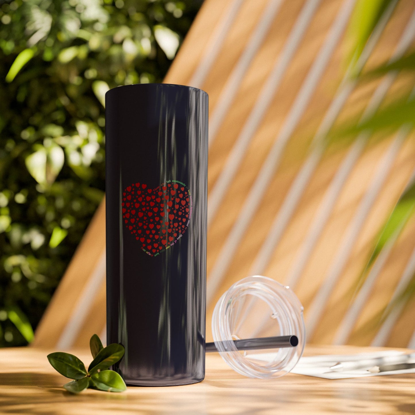 Red Heart Dot Skinny Tumbler | 20oz Reusable Travel Mug, Eco-Friendly Drinkware