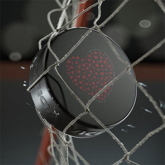 Hockey Puck with Red Heart Design