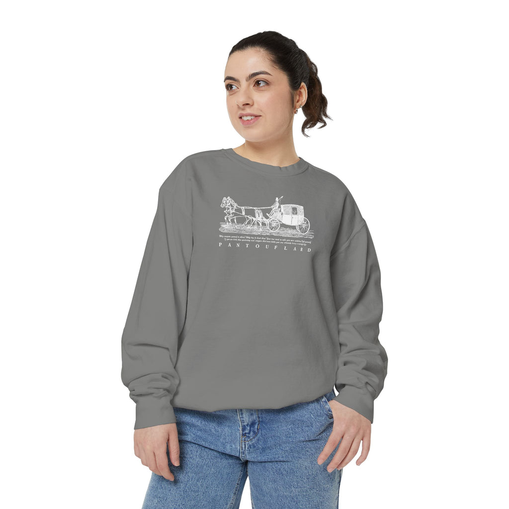 Unisex Navy Vintage Carriage Graphic Cotton Blend Sweatshirt