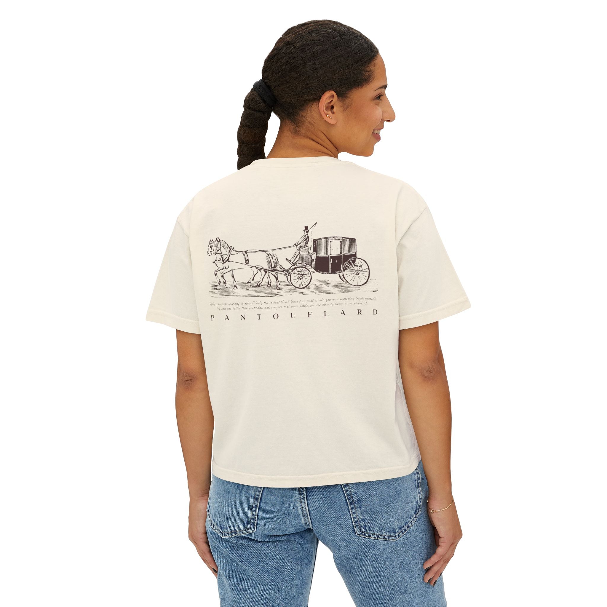 Women's White Pantouflard Carriage Cotton Boxy Tee