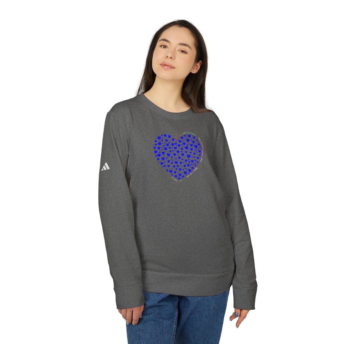 Adidas Unisex  Crewneck Sweatshirt with Blue Heart Design