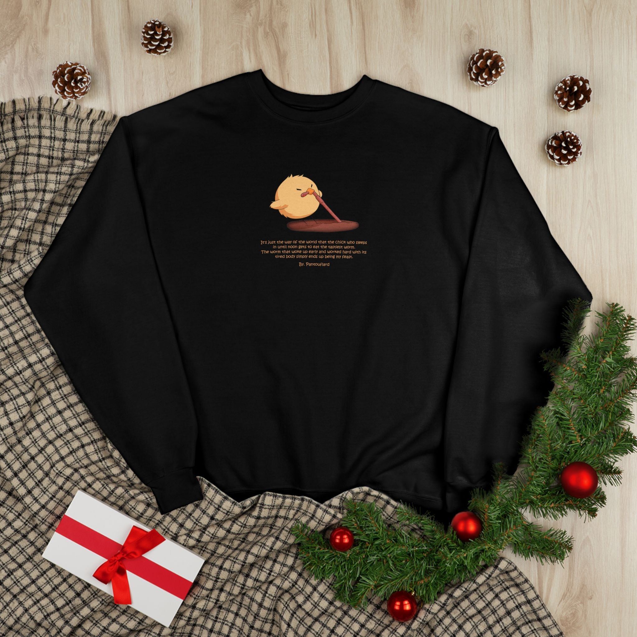 Funny Early Bird Parody Sweatshirt | "The Late Bird Gets The Feast" Sarcastic Quote | Hanes Soft Eco-Fleece Pullover (S-3XL)