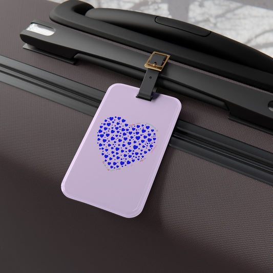 Blue Heart Mosaic Luggage Tag, Personalized Travel Accessory, Unique Suitcase Identifier