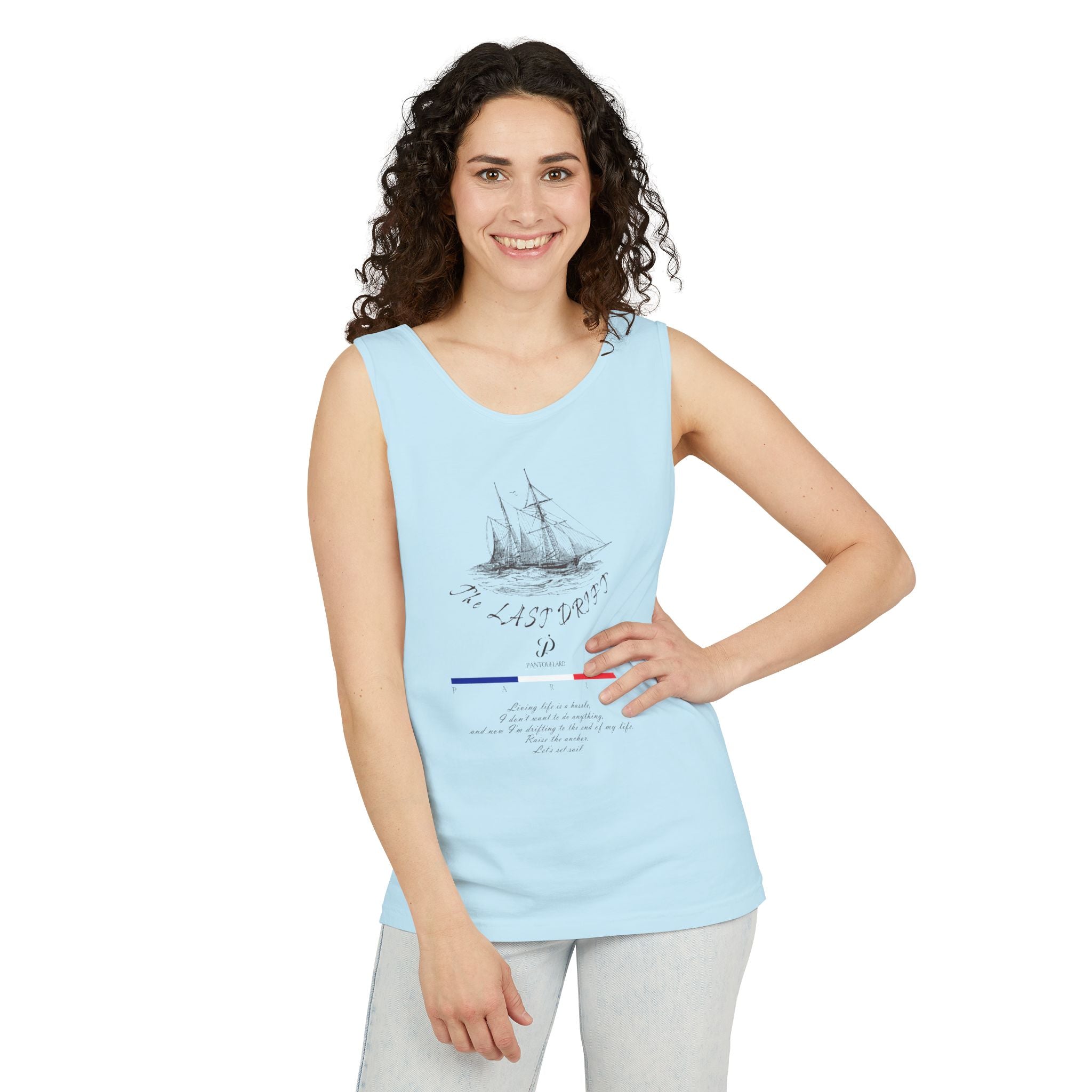 Unisex White Last Drift Cotton Garment-Dyed Tank Top