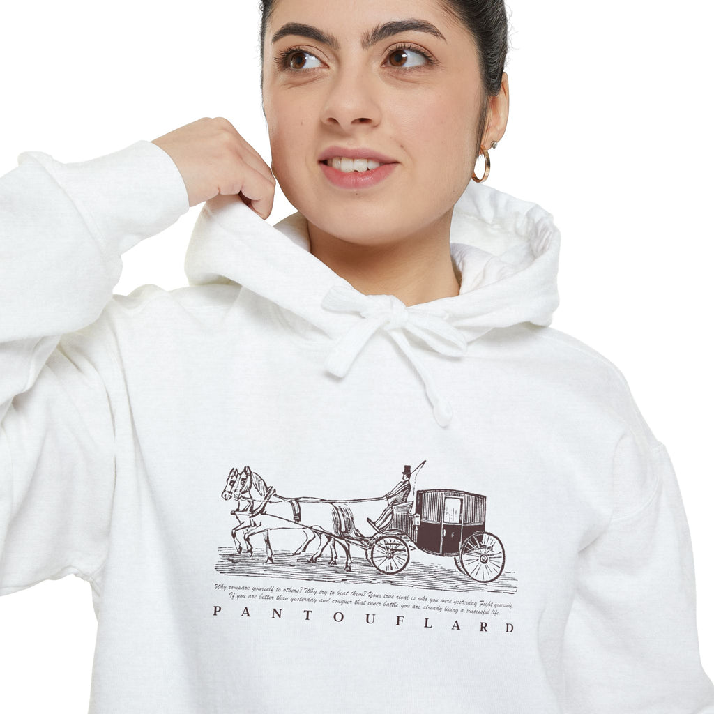 Old Money Equestrian Heritage Hoodie - The Heritage Carriage I (Premium Garment-Dyed Heavyweight Fleece)