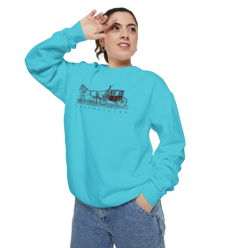 Unisex White Pantouflard Carriage Cotton Blend Sweatshirt