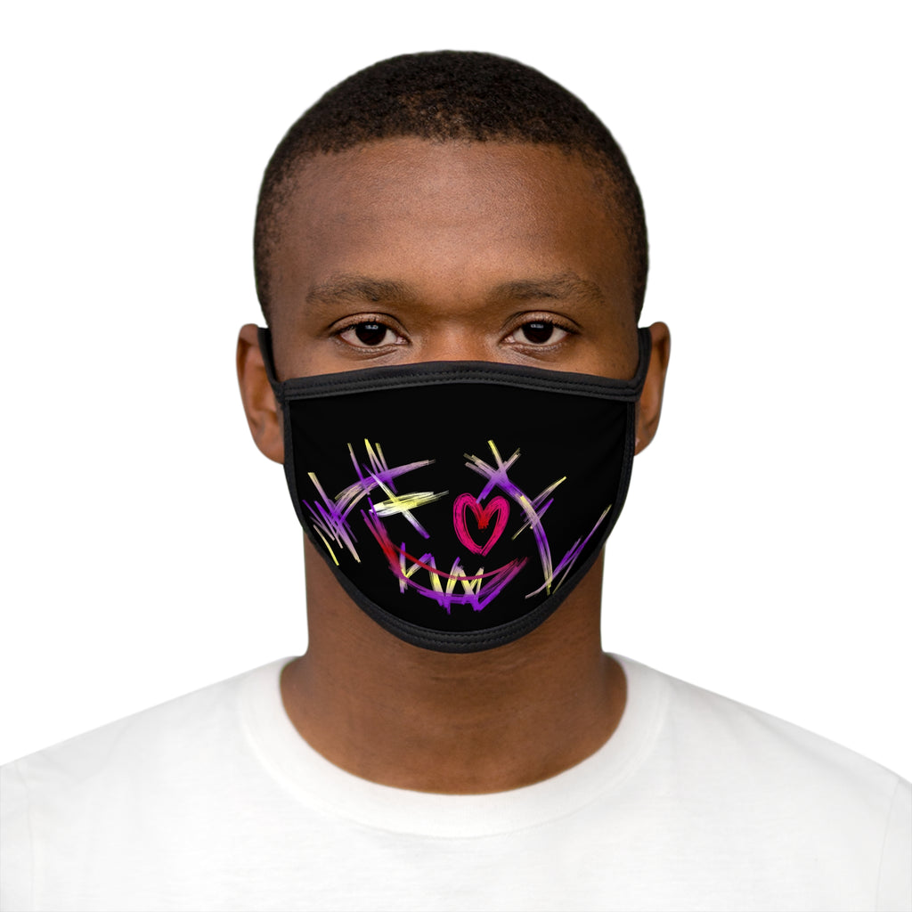 Abstract Graffiti Heart Print Mixed-Fabric Face Mask