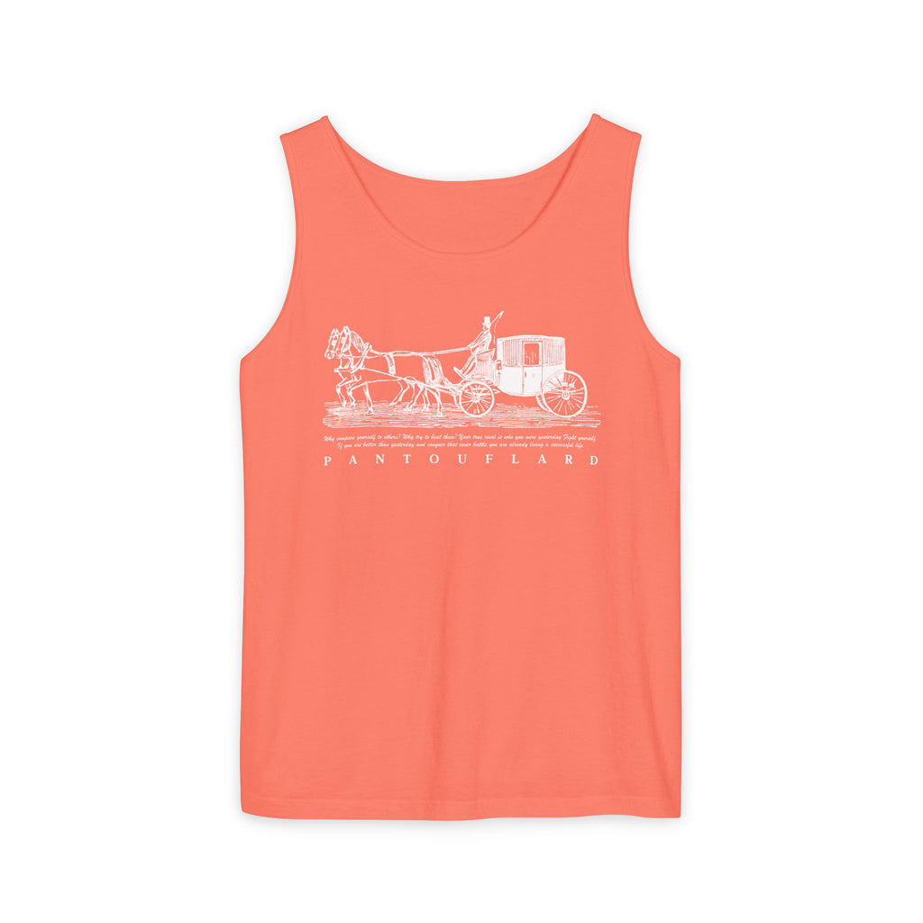 Unisex Black Pantouflard Carriage Cotton Garment-Dyed Tank Top