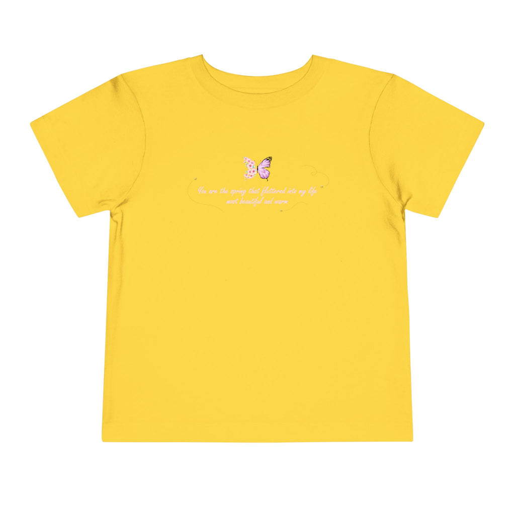 Toddler Yellow Floral Butterfly Spring Quote 100% Cotton Short Sleeve Tee