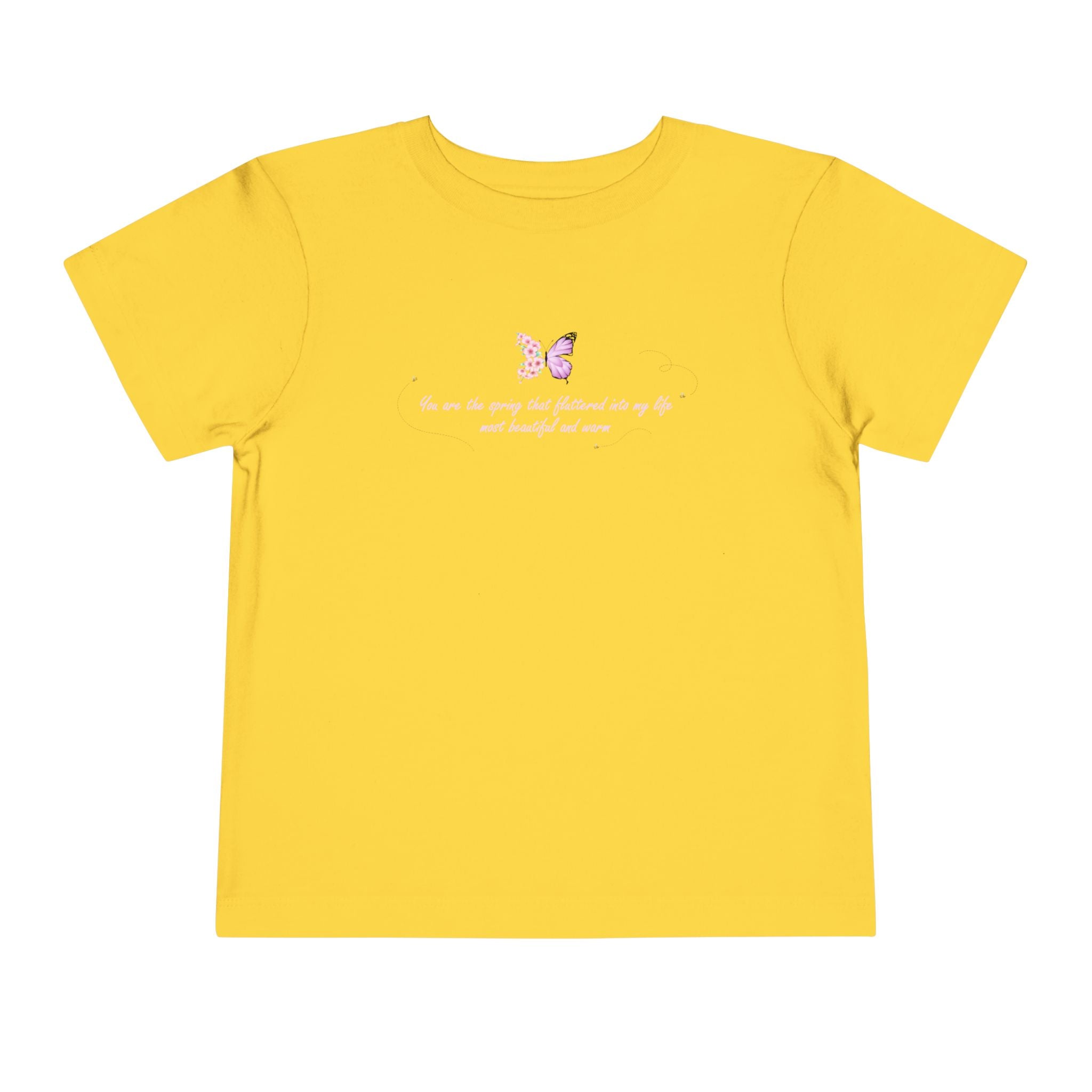 Toddler Yellow Floral Butterfly Spring Quote 100% Cotton Short Sleeve Tee