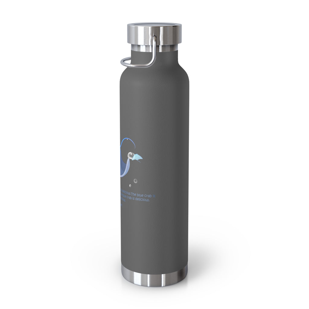 Cyan Blue Cute Stingray Eating Crab Quote 22oz Copper Vacuum Insulated Bottle