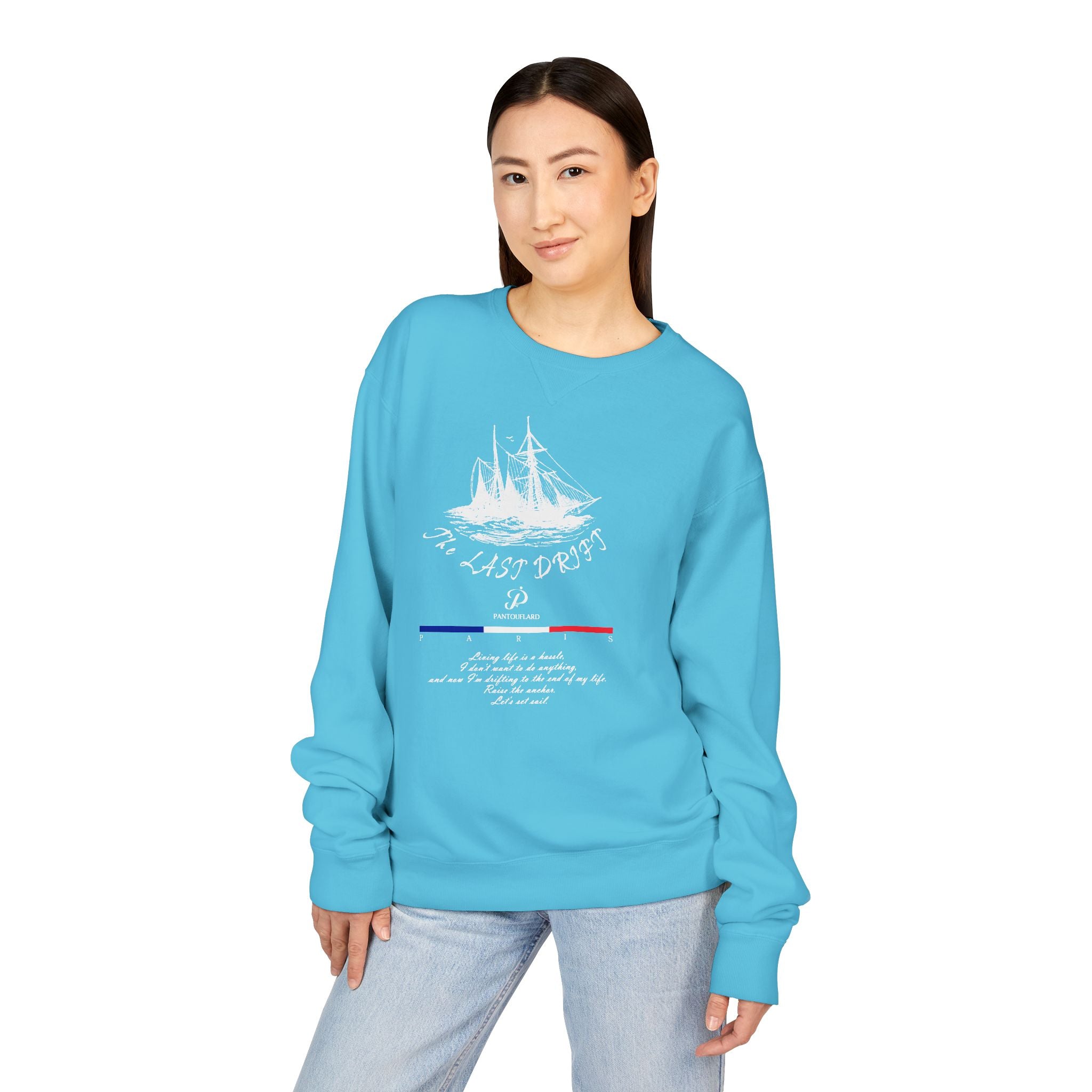 Old Money Nautical Heritage Crewneck - The Last Drift II (Paris Aesthetic Garment-Dyed Sweatshirt)
