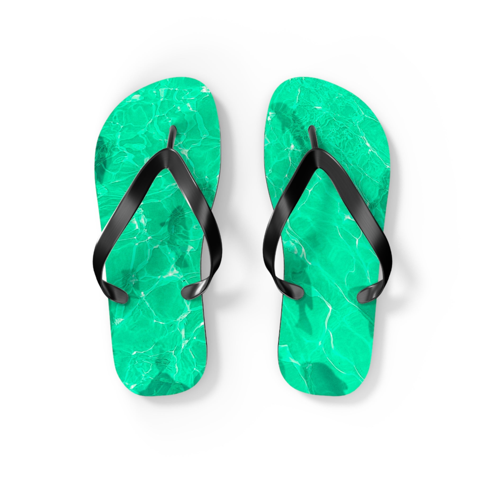 Men's/Women's Vibrant Green Pool Water Flip Flops - Vaporwave Thong Sandals