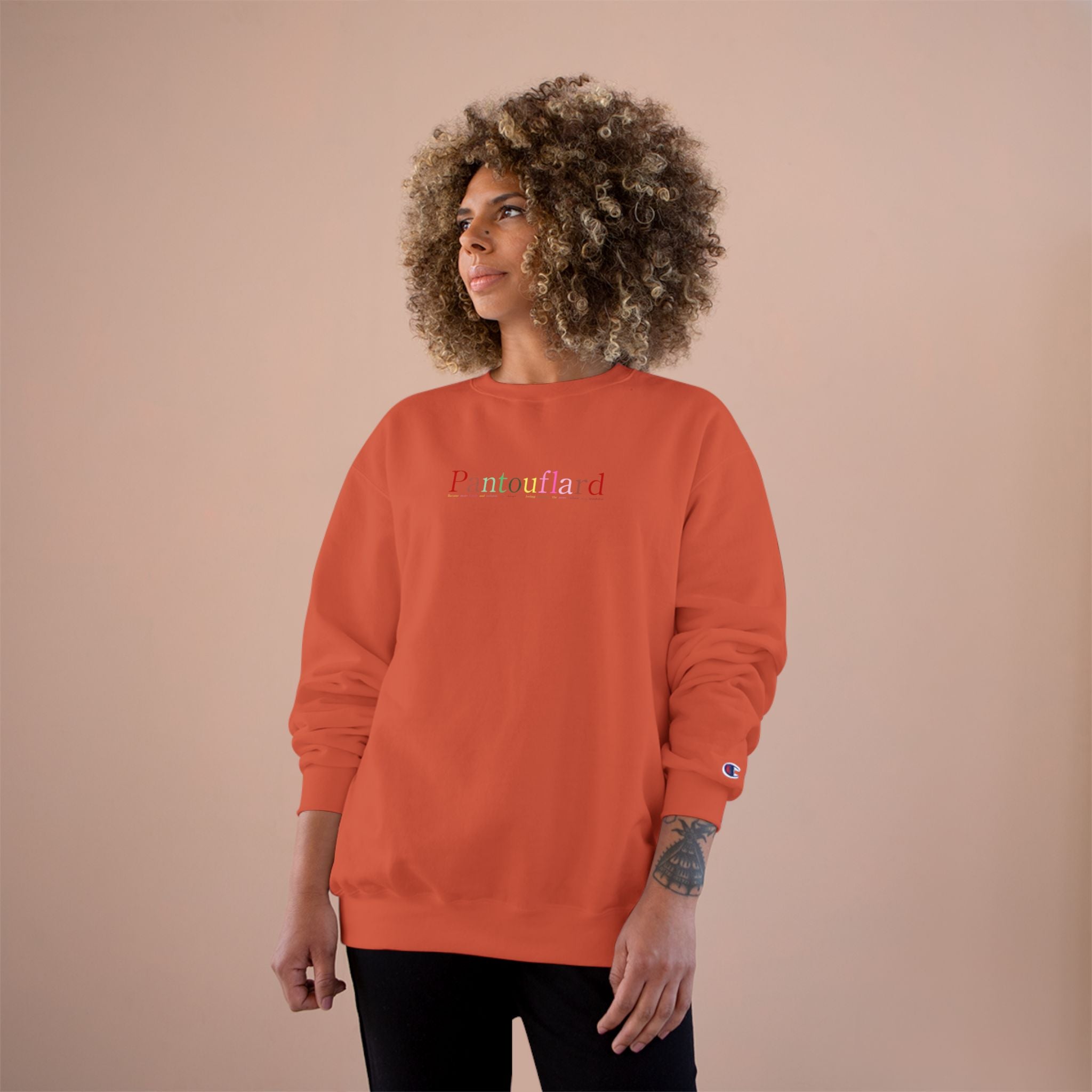 Old Money Aesthetic Champion Crewneck - Pantouflard Pastel Logo (Sustainable Eco-Fleece Sweatshirt)