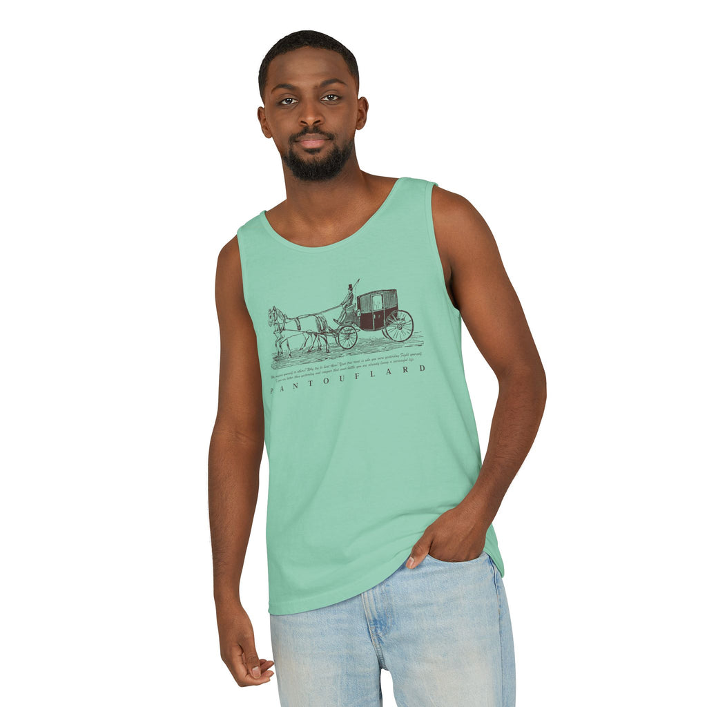Unisex Brick Red Pantouflard Carriage Cotton Garment-Dyed Tank Top